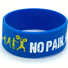 4 Pcs No Pains No Gains Inspirational Silicone Bracelet Wide Rubber Wristband