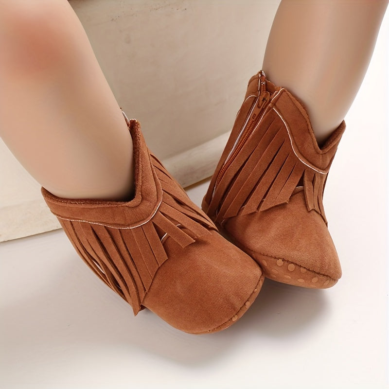 Baby Girls Tassels Warm High Top Boots Non slip Soft Thick Crib Shoes