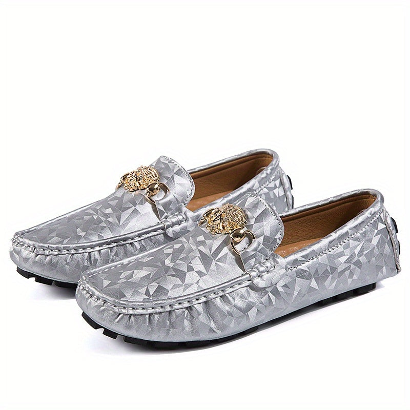 Men's Metallic Decor Leather Loafer Shoes