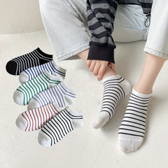 6 Pairs Striped Ankle Socks Women's Short Stockings & Hosiery
