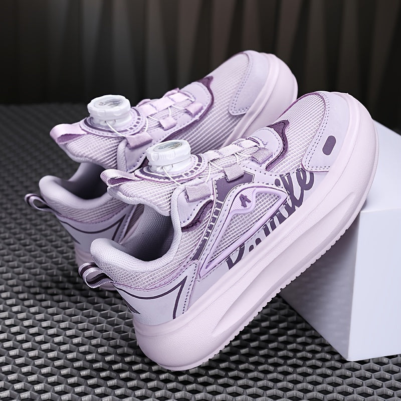 Boys Mesh Sneakers with Rotating Button Breathable Non-slip Shoes