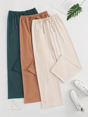 Women's Lace Up Lounge Pants Solid Elastic Waistband Cozy Loungewear