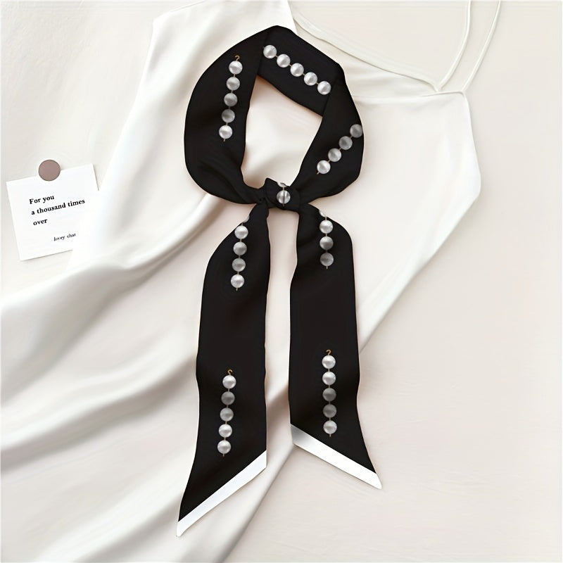 Beads Print Skinny Scarf Neck Tie Long Hair Ribbon Decorative Bag Wrap