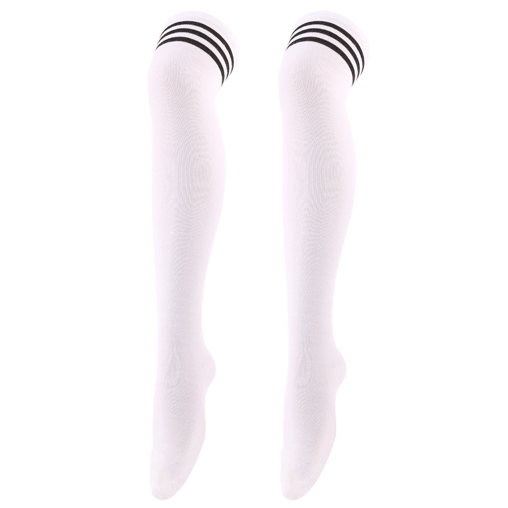 Striped Trim Thigh High Socks Over The Knee Women's Stockings