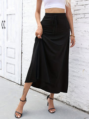 Solid Drawstring Skirts Casual & High Waist Maxi Skirts Women's Clothing