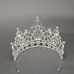 Silver Rhinestone Crown for Bride's Headwear Wedding Jewelry