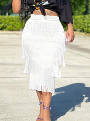 Tassel Layered Skirt High Waist Casual Spring Summer Women's Clothing