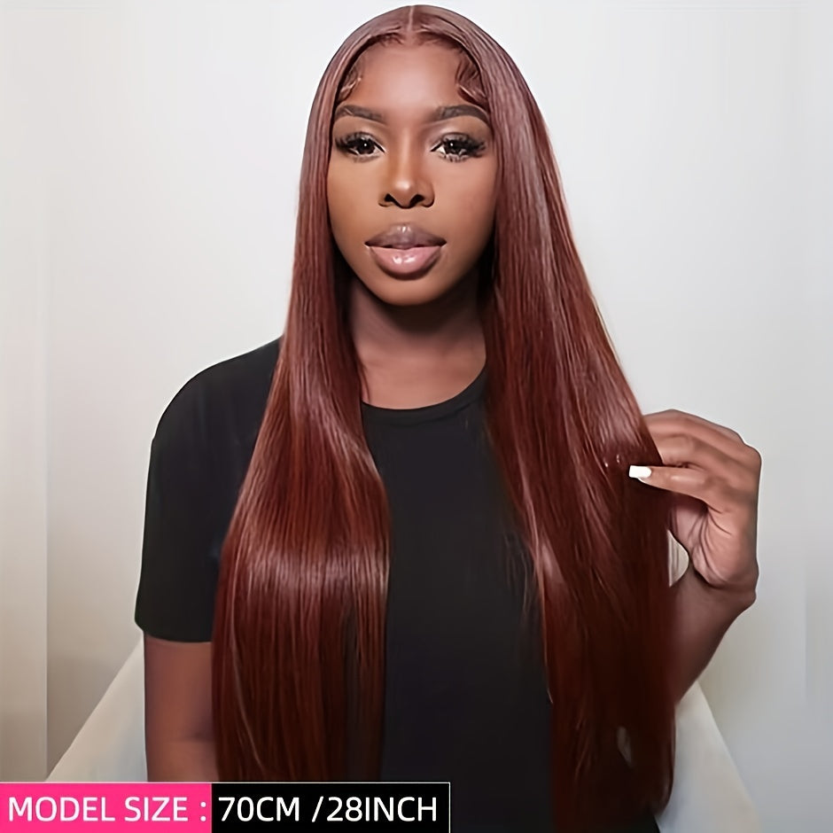 Reddish Brown Human Hair Wigs 13x4 Lace Front Wigs Colored 33 Preplucked