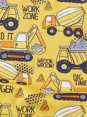 Excavator Pattern T shirt & Denim Shorts Set for Boys