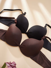 2pcs Solid T Shirt Bras Comfy Push Up Everyday Bra Women's Lingerie