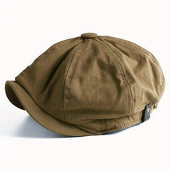 Adjustable Leather Ear Protection Newsboy Cap for Middle-aged Men Dad