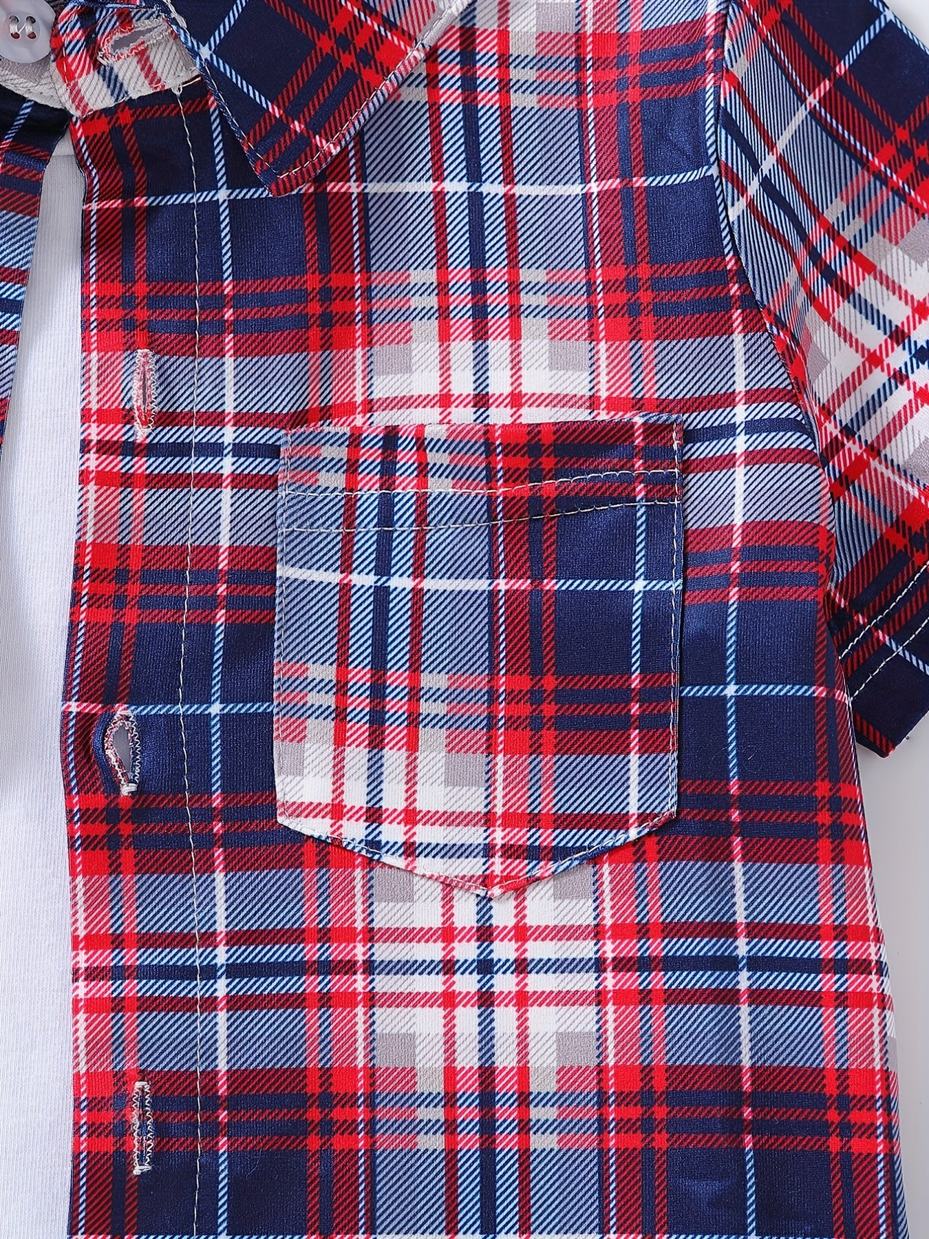Boys Plaid Short Sleeve Button Casual Summer Shirt Tops