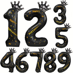 Foil Crown 0 9 Number Balloons for Birthday Wedding Anniversary Baby Shower