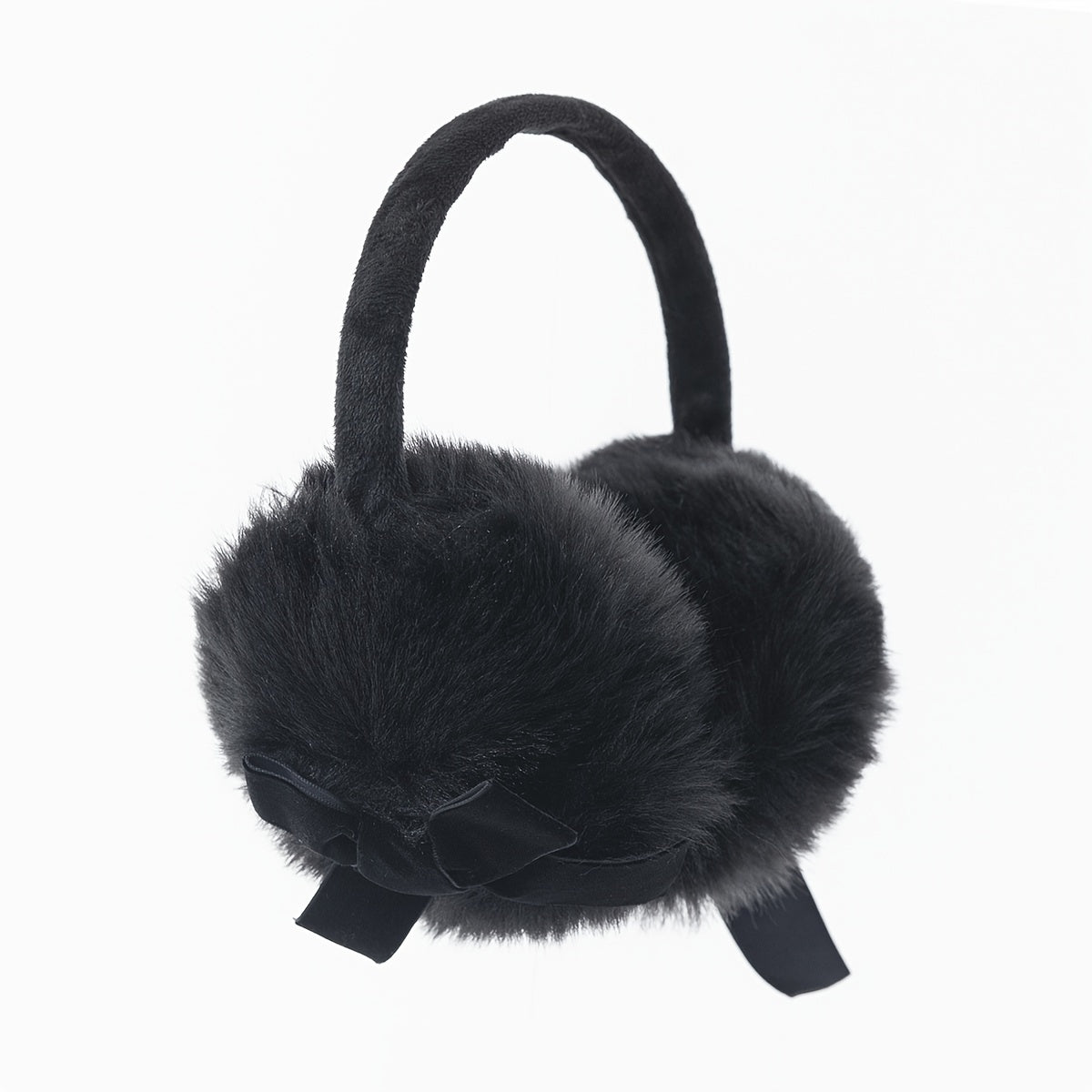 Y2K Style Fluffy Bowknot Earmuffs Pink Plush Warm Ear Covers for Women and Teens
