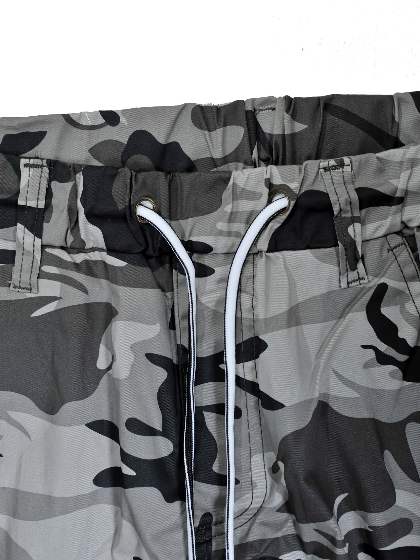 Men's Camo Cargo Pants Elastic Waist Casual Trousers