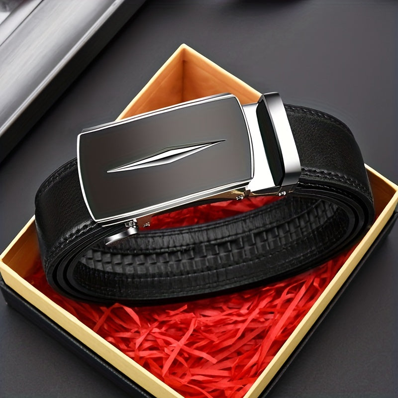 Men's PU Leather Belt Automatic Buckle Pants Belt