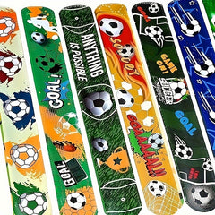 Soccer Slap Bracelets 12pcs Football Designs Wristbands Party Favors