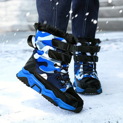 Boy's High Top Snow Boots Cozy Non-slip Warm Outdoor Hiking Shoes