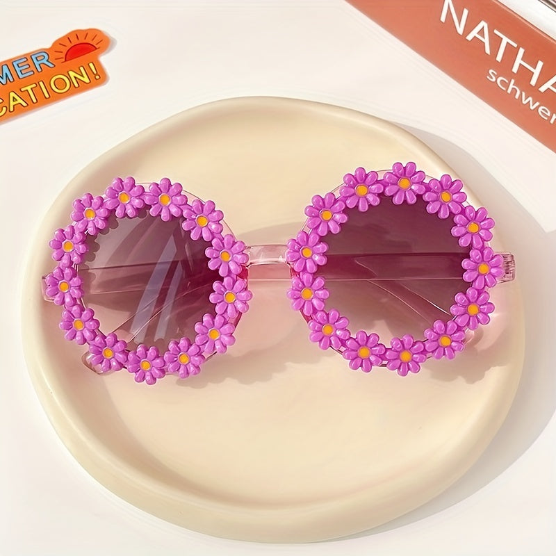 Flower Decor Frame Sun Protection Sunglasses for Kids