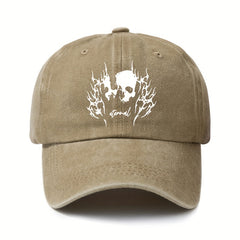 Skull Pattern Distressed Peaked Hat Adjustable Sunscreen Hat