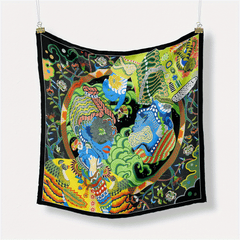 Boho Print Bandana Square Scarf Vintage Satin Neckerchief Women Head Wrap
