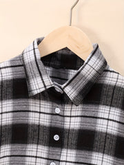 2pcs Girls' Solid Cami Dress & Plaid Shirt Top Set for Party