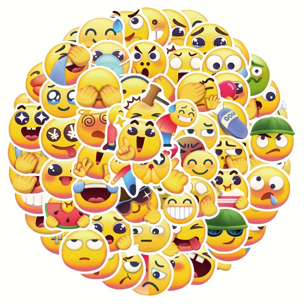 69pcs Yellow Face Expression Graffiti Stickers Waterproof for Luggage Laptop Dec