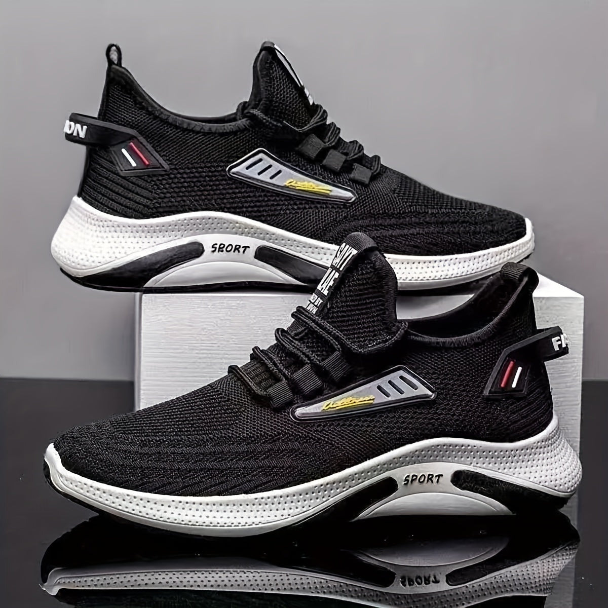 Men's Slip-On Sneakers with Shoelaces Odor-Resistant Athletic Shoes