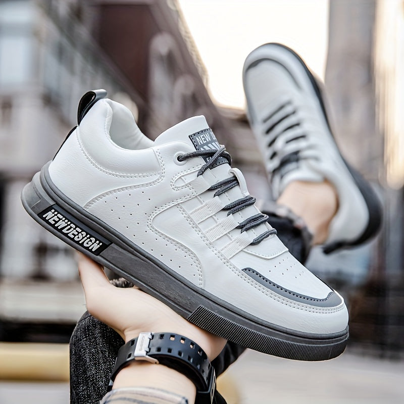 Men's British Lace Up Skate Shoes Lightweight Comfy Non slip Sneakers