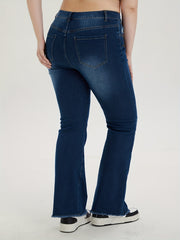 Ripped Fringe Flared Leg Jeans