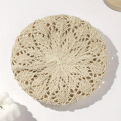 Vintage Crochet Hollow Out Beret Octagonal Hat