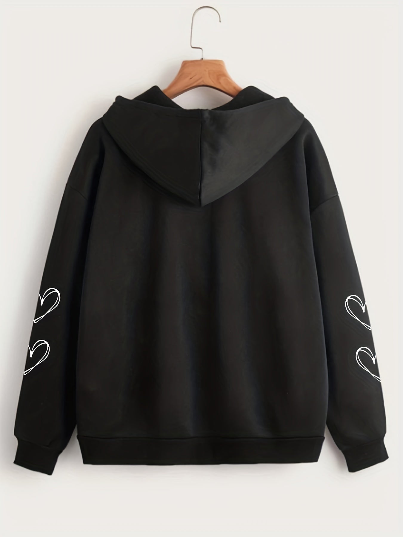 Gothic Heart Print Zip Up Hoodie Casual Long Sleeve Hoodies