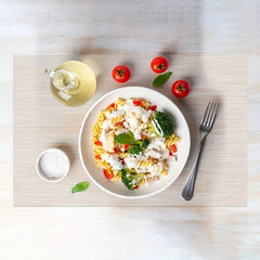 6pcs Vinyl Woven Placemats Beige Heat Resistant Kitchen Dinners Indoor Outdo