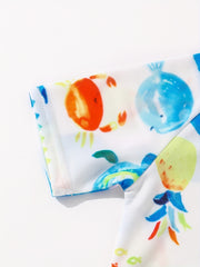 Boys Cartoon Whale Crab Sea Turtle Print Swimwear Set