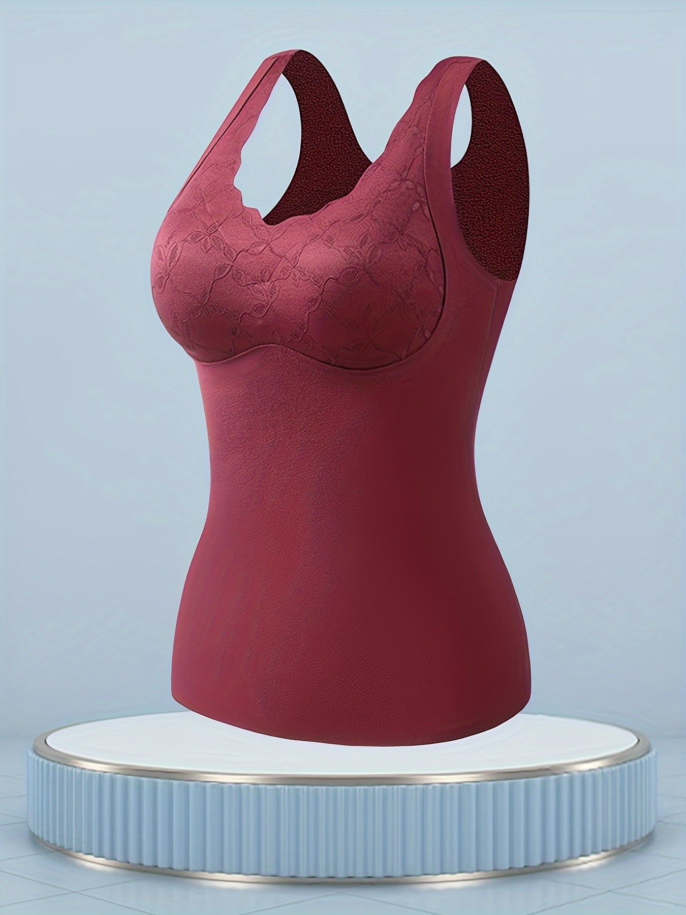 Lace Trim Thermal Top Sleeveless Sleepwear Women's Lingerie