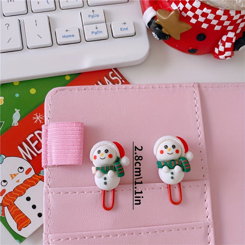 10pcs Christmas Resin Paper Clip Office File Storage Finishing