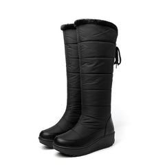 Waterproof Non slip Knee Boots Warm Plush Flat Lace Up Sports Sneakers
