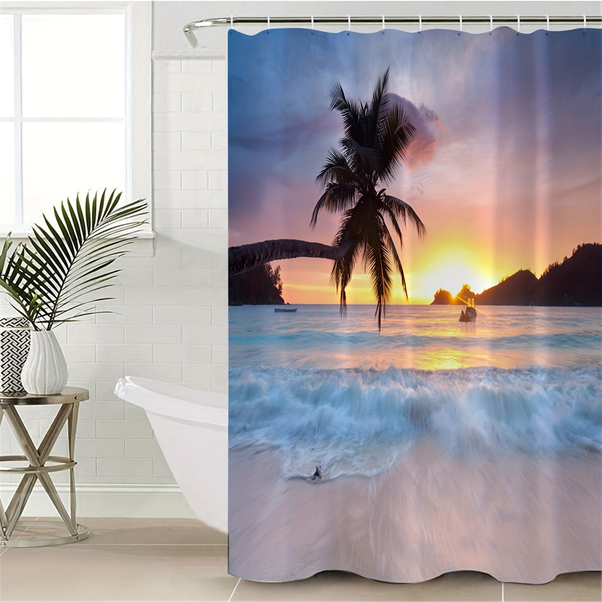Beach Landscape Shower Curtain Waterproof Bathroom Decor