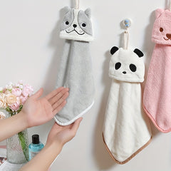 Animal Pattern Hanging Towel Coral Velvet Fingertip Towel