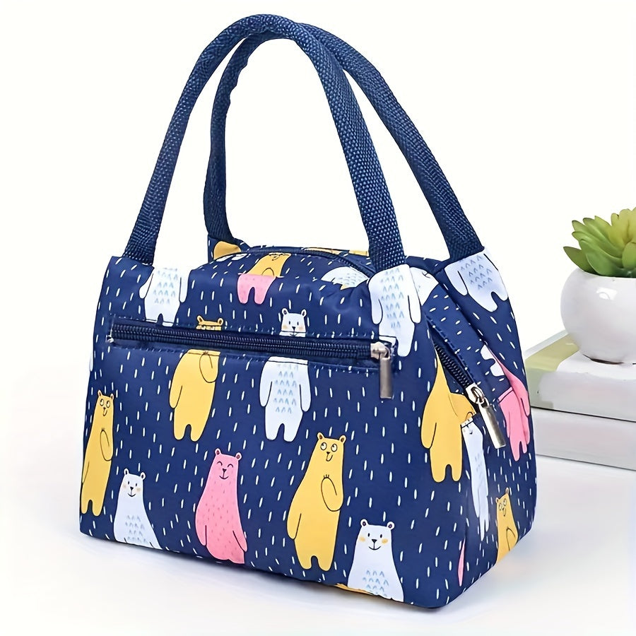 Cartoon Tote Bag Insulated Lunch Bag Aluminum Foil Zipper Thickened Oxford Cloth