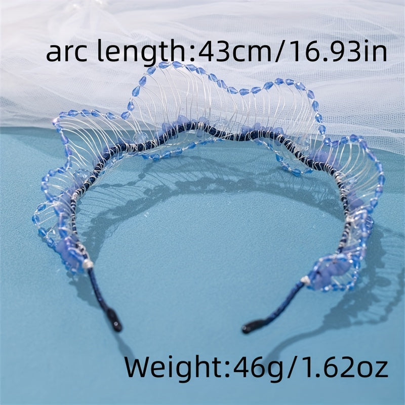 Kids Princess Crystal Beaded Hair Hoop Rhinestone Hair Accessories
