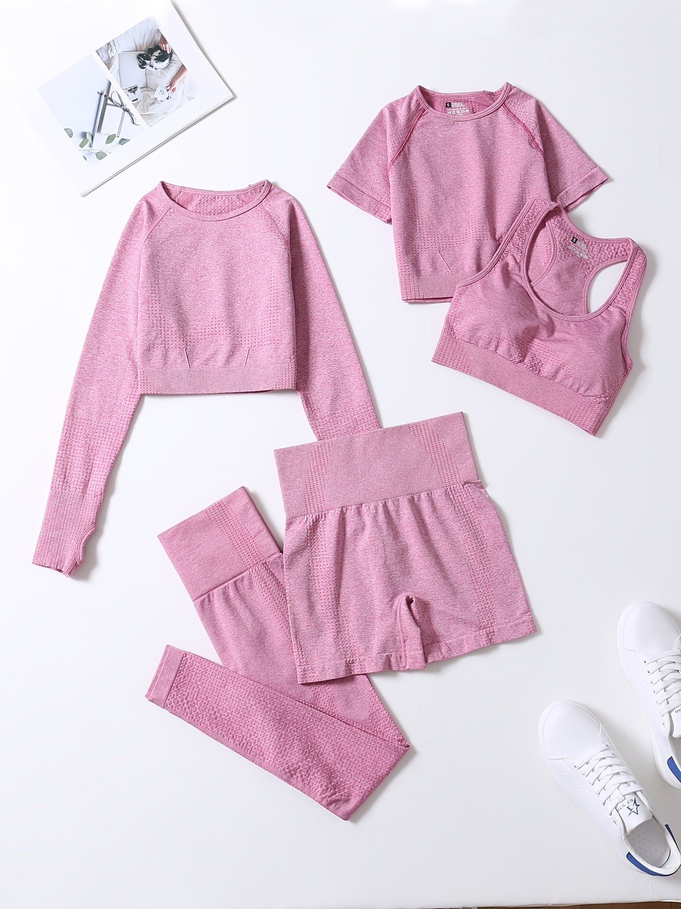 5pcs Seamless Yoga Suits Tank Top & Cropped Top & Long S