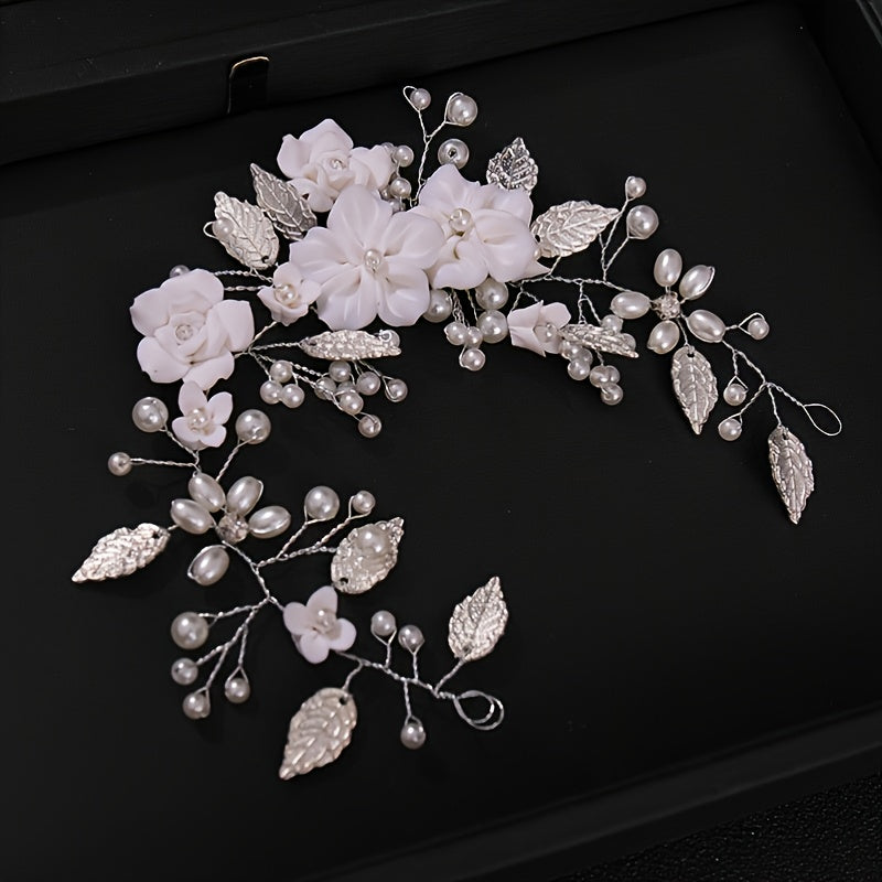 Pearl Bridal Headpiece Flower Bride Wedding Hair Vine