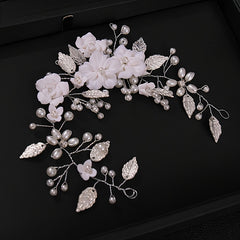 Pearl Bridal Headpiece Flower Bride Wedding Hair Vine