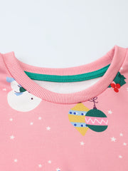 Girls Snowman Graphic Crew Neck Sweatshirt for Fall Winter