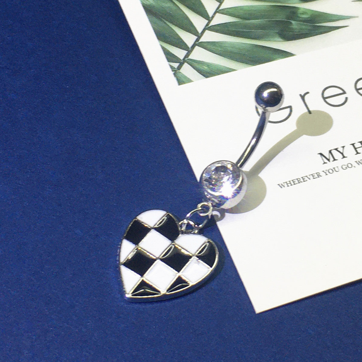 Plaid Heart Navel Belly Ring