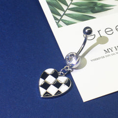 Plaid Heart Navel Belly Ring