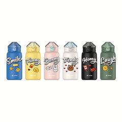 Cartoon Insulated Water Bottle 18oz with Straw Stainless Steel Travel Cup
