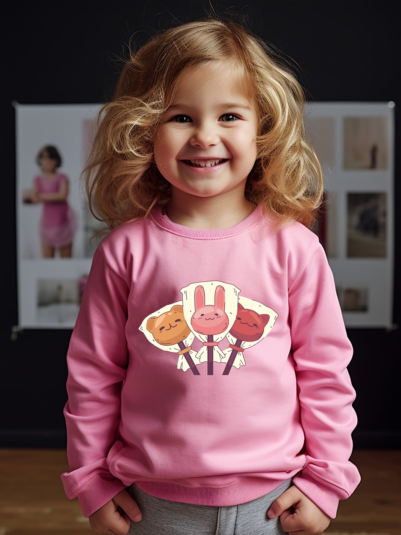 Cartoon Lollipop Sweatshirt for Kids Comfy Pullover Gift
