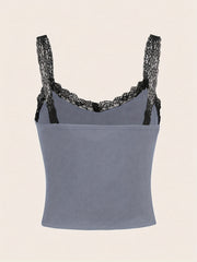 Gothic Cross Print Lace Cami Top Sleeveless Grunge Summer Top